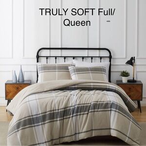 TRULY SOFT Preston Plaid flannel 3 pice Full/Queen duvet set 100% cotton